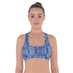 Knitted Wool Square Blue Cross Back Sports Bra by snowwhitegirl