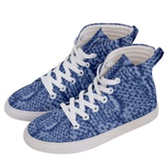 Knitted Wool Square Blue Women s Hi-top Skate Sneakers by snowwhitegirl