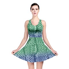 Knitted Wool Square Blue Green Reversible Skater Dress by snowwhitegirl