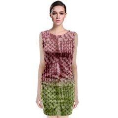 Knitted Wool Square Pink Green Classic Sleeveless Midi Dress by snowwhitegirl