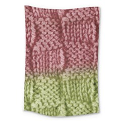 Knitted Wool Square Pink Green Large Tapestry by snowwhitegirl