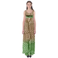 Knitted Wool Square Beige Green Empire Waist Maxi Dress by snowwhitegirl