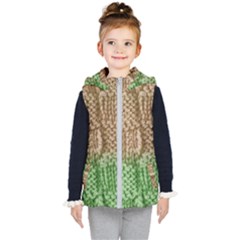 Knitted Wool Square Beige Green Kid s Puffer Vest by snowwhitegirl