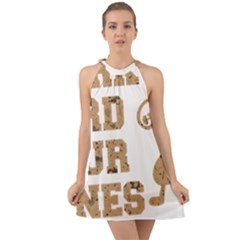 Work Hard Your Bones Halter Tie Back Chiffon Dress by Melcu