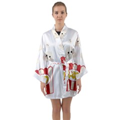 Cute Kawaii Popcorn Long Sleeve Kimono Robe by Valentinaart