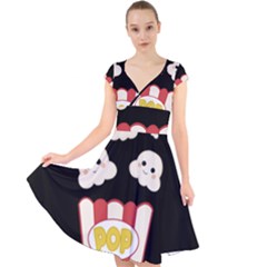 Cute Kawaii Popcorn Cap Sleeve Front Wrap Midi Dress by Valentinaart