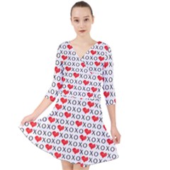 Xoxo Valentines Day Pattern Quarter Sleeve Front Wrap Dress	 by Valentinaart