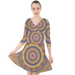 Wood Festive Rainbow Mandala Quarter Sleeve Front Wrap Dress	 by pepitasart