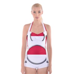 Monaco Or Indonesia Country Nation Nationality Boyleg Halter Swimsuit  by Nexatart