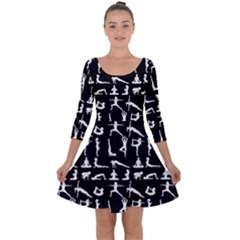 Yoga Pattern Quarter Sleeve Skater Dress by Valentinaart