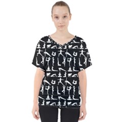 Yoga Pattern V-neck Dolman Drape Top by Valentinaart