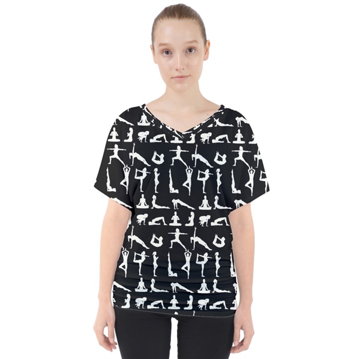 Yoga pattern V-Neck Dolman Drape Top