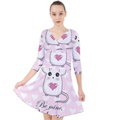 Cute Mouse - Valentines Day Quarter Sleeve Front Wrap Dress	 by Valentinaart