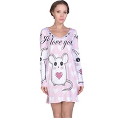 Cute Mouse - Valentines Day Long Sleeve Nightdress by Valentinaart