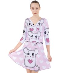 Cute Mouse - Valentines Day Quarter Sleeve Front Wrap Dress	 by Valentinaart