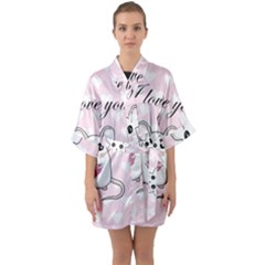 Cute Mouse - Valentines Day Quarter Sleeve Kimono Robe by Valentinaart