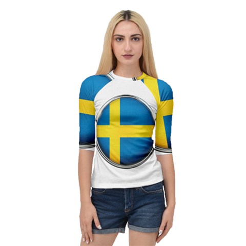 Sweden Flag Country Countries Quarter Sleeve Raglan Tee by Nexatart