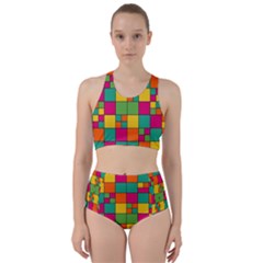 Squares Abstract Background Abstract Racer Back Bikini Set by Nexatart