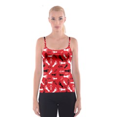 Red Spaghetti Strap Top by HASHHAB