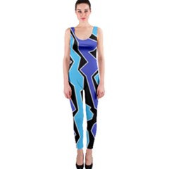 Vertical Blues Polynoise One Piece Catsuit by jumpercat