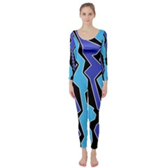 Vertical Blues Polynoise Long Sleeve Catsuit by jumpercat