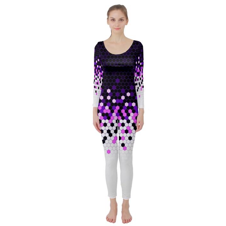 Flat Tech Camouflage Reverse Purple Long Sleeve Catsuit