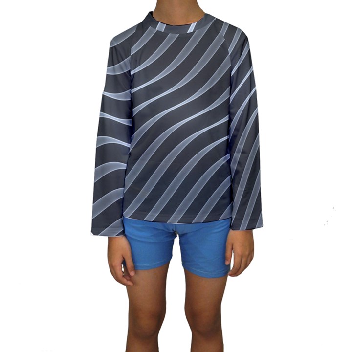 Metal Steel Stripped Creative Kids  Long Sleeve Swimwear