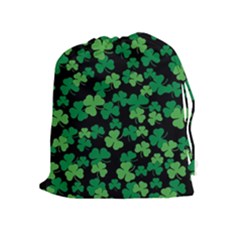 St  Patricks Day Clover Pattern Drawstring Pouches (extra Large) by Valentinaart