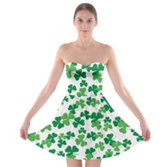 St  Patricks Day Clover Pattern Strapless Bra Top Dress by Valentinaart