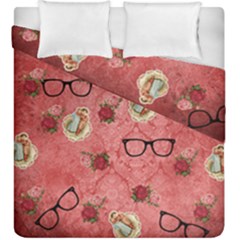 Vintage Glasses Rose Duvet Cover Double Side (king Size) by snowwhitegirl