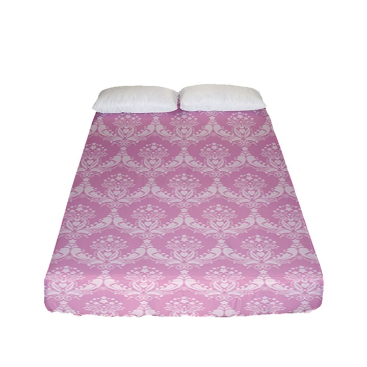 Damask Pink Fitted Sheet (Full/ Double Size)