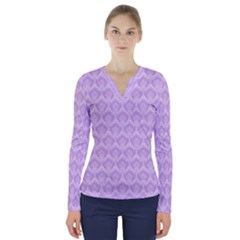 Damask Lilac V-neck Long Sleeve Top by snowwhitegirl