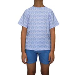 Damask Light Blue Kids  Short Sleeve Swimwear by snowwhitegirl