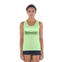 Green Chevron Sport Tank Top  by snowwhitegirl