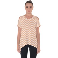 Orange Chevron Cut Out Side Drop Tee by snowwhitegirl