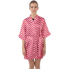 Red Chevron Quarter Sleeve Kimono Robe by snowwhitegirl