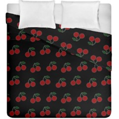 Cherries Black Duvet Cover Double Side (king Size) by snowwhitegirl