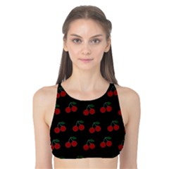 Cherries Black Tank Bikini Top by snowwhitegirl