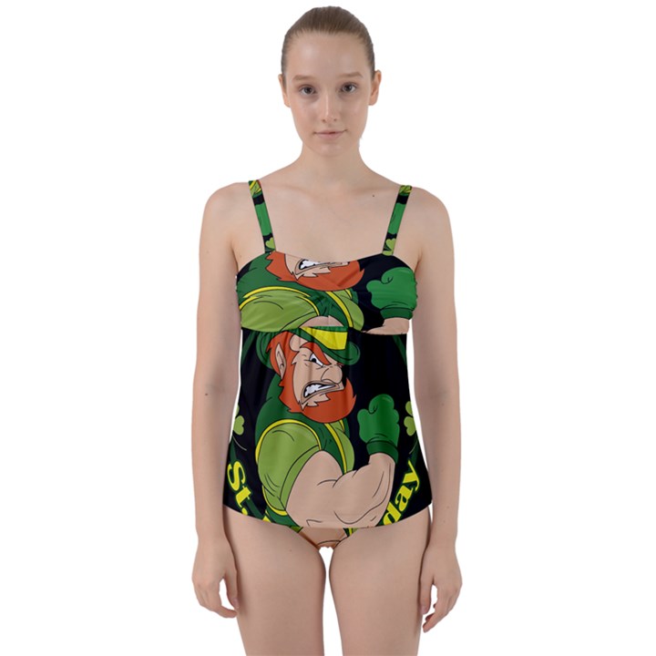 St. Patricks day Twist Front Tankini Set