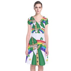  St  Patrick  Dabbing Short Sleeve Front Wrap Dress by Valentinaart