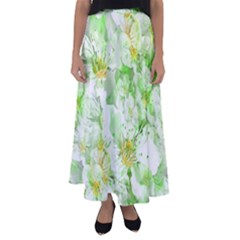 Light Floral Collage  Flared Maxi Skirt by dflcprints