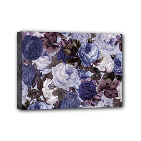 Rose Bushes Blue Mini Canvas 7  X 5  by snowwhitegirl