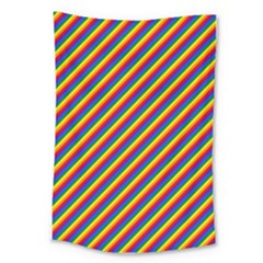 Gay Pride Flag Candy Cane Diagonal Stripe Large Tapestry by PodArtist