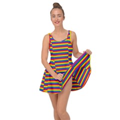 Horizontal Gay Pride Rainbow Flag Pin Stripes Inside Out Dress by PodArtist