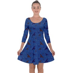 Falcons And Stars Quarter Sleeve Skater Dress by greenthanet