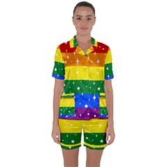 Sparkly Rainbow Flag Satin Short Sleeve Pyjamas Set by Valentinaart