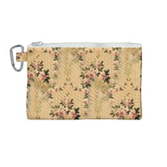 Vintage Floral Pattern Canvas Cosmetic Bag (medium) by paulaoliveiradesign