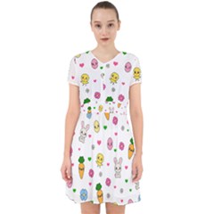 Easter Kawaii Pattern Adorable In Chiffon Dress by Valentinaart