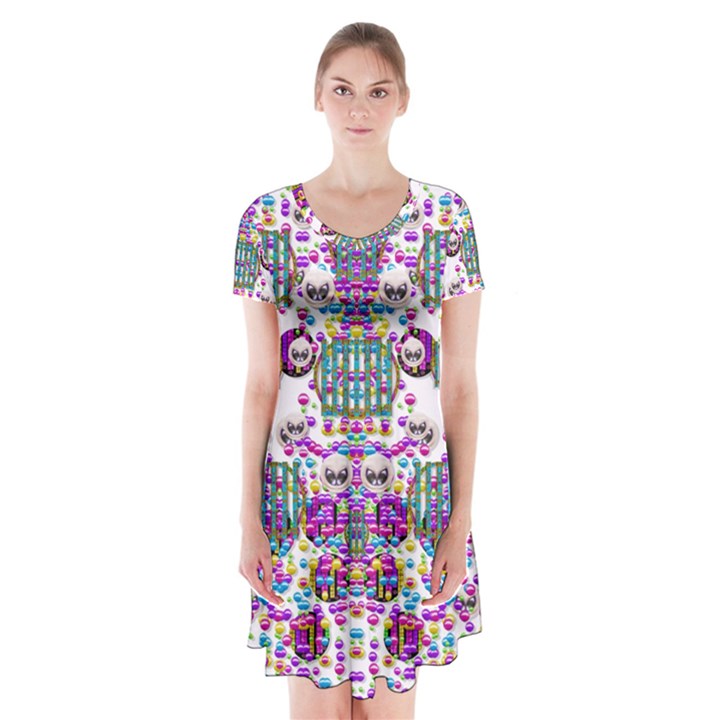 Alien Sweet As Candy Short Sleeve V-neck Flare Dress