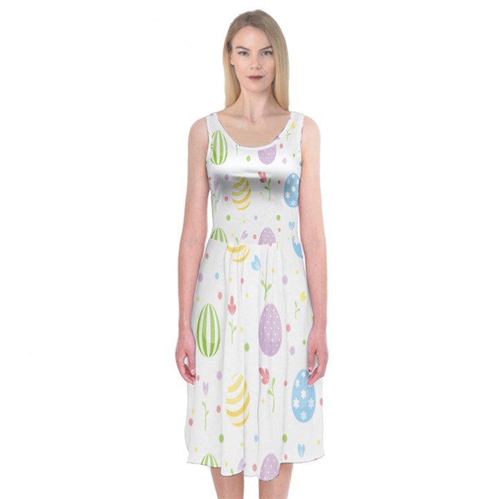 Easter Pattern Midi Sleeveless Dress